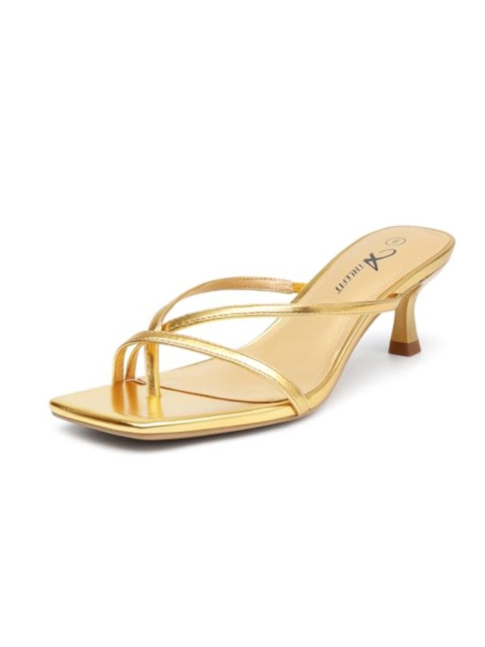 Strappy Kitten Heel Thong Sandals Square Toe Slip On Dressy Summer Heels